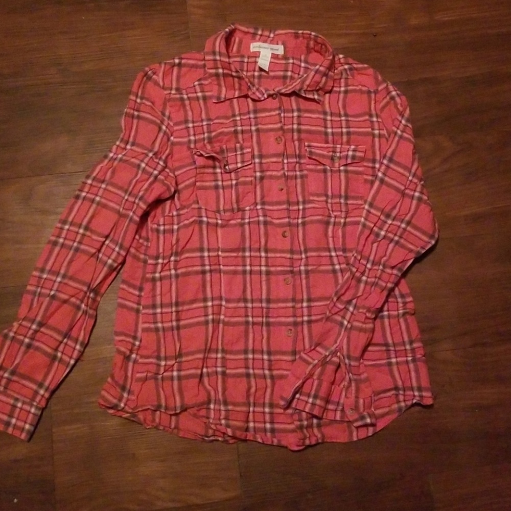 Pink striped button down long sleeve